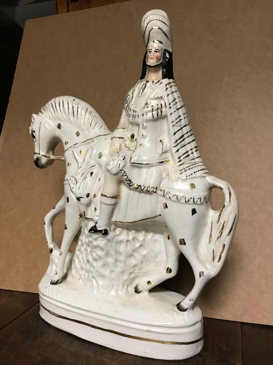 19th Century English Staffordshire Scottish Hunter on Horseback