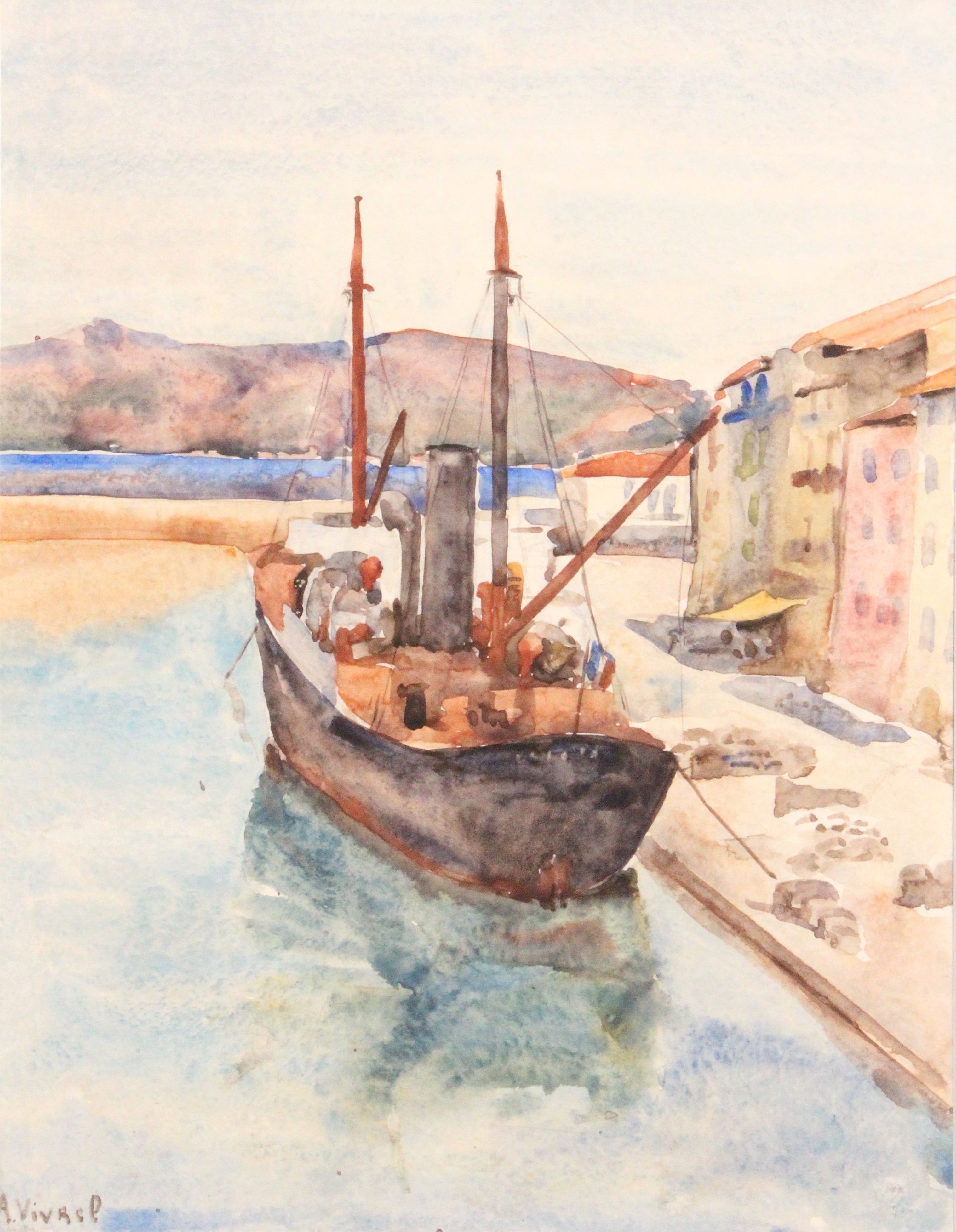 VIVREL, André-Léon (French, 1886-1976) “The Steamer” (South of France) – Circa 1926-1928