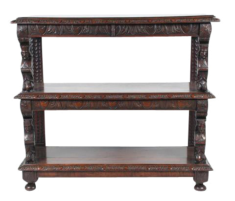 Carved Oak Three Tiered Server
