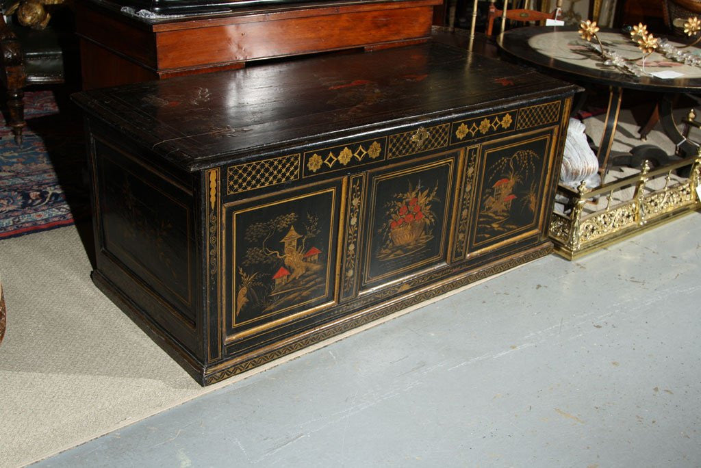 English Chinoiserie Painted Pine Chest