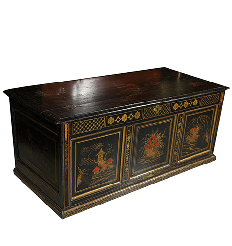 English Chinoiserie Painted Pine Chest