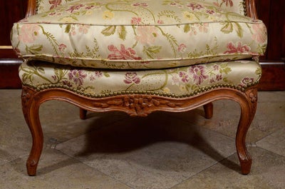 Pair of French Louis XV Walnut Bergere Chairs