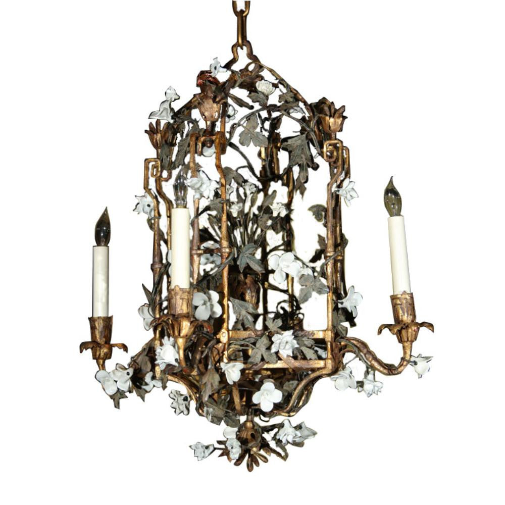 French Gilt and Porcelain Lantern