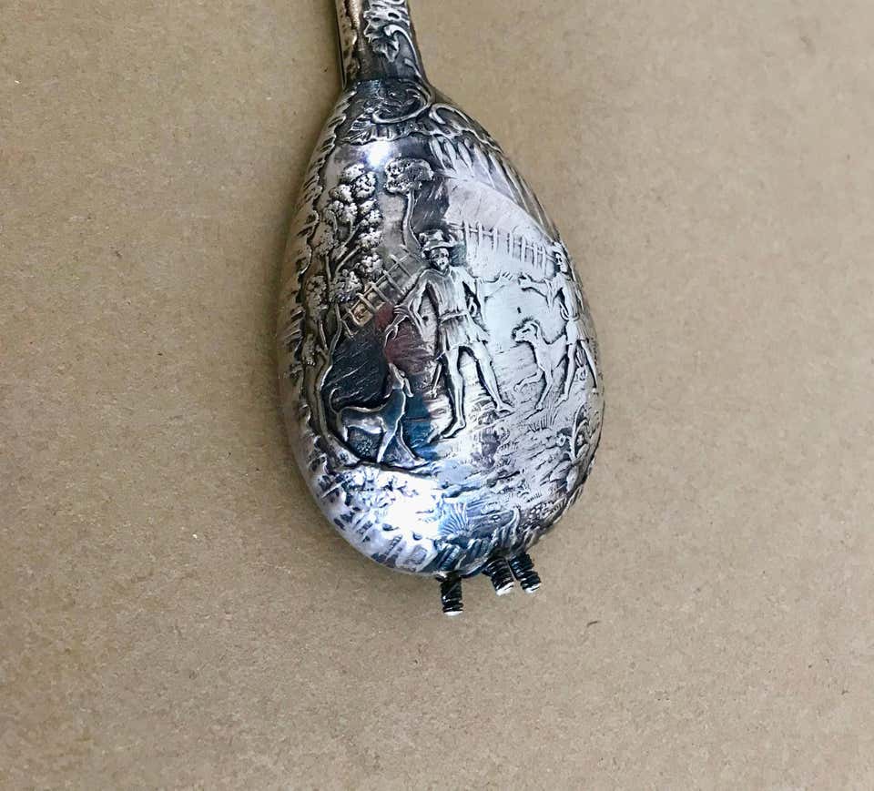 Dutch Baroque Style Silver Mandolin Flask Perfumer