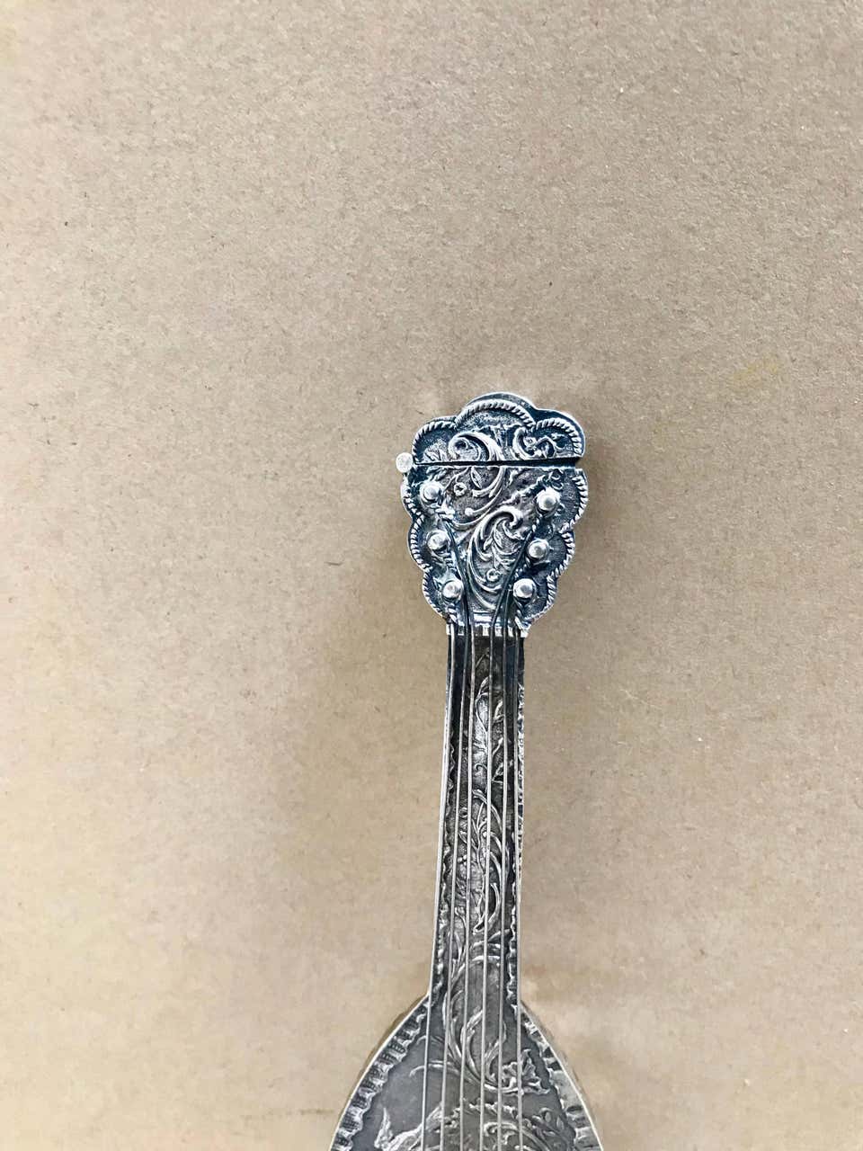 Dutch Baroque Style Silver Mandolin Flask Perfumer