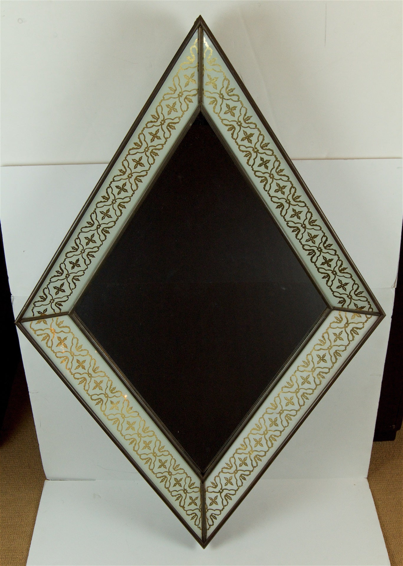 Eglomise Art Deco Diamond Form Mirror