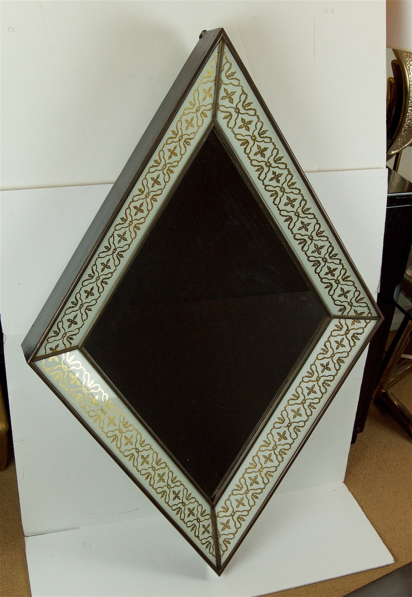 Eglomise Art Deco Diamond Form Mirror