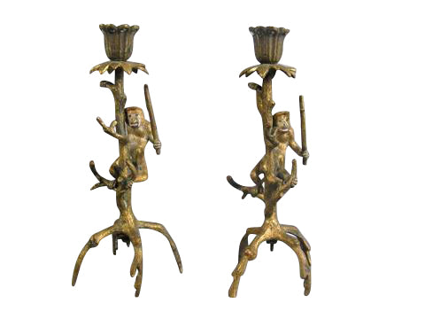 Pair of Bronze Dore Candlesticks