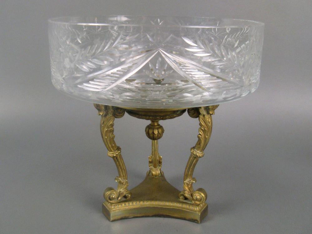 Cut Glass Compote on Bronze Dore Base