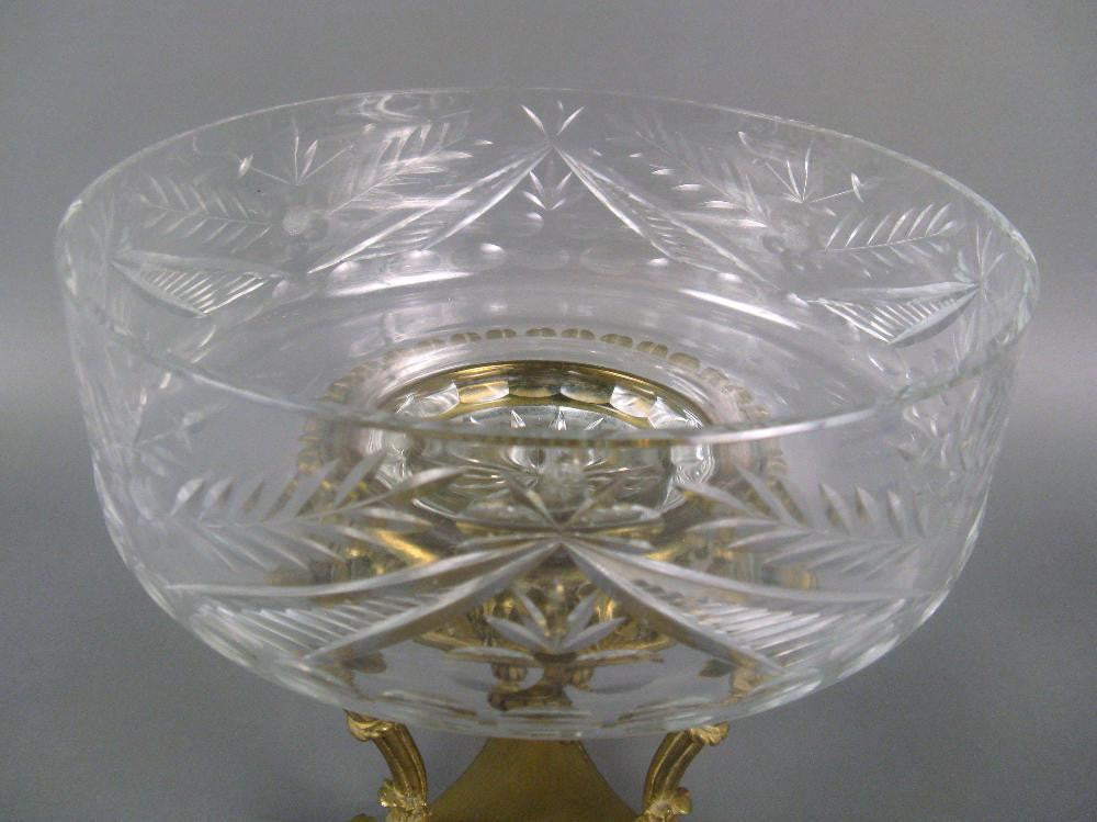 Cut Glass Compote on Bronze Dore Base