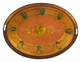 French Empire Oval Painted Tole Tray