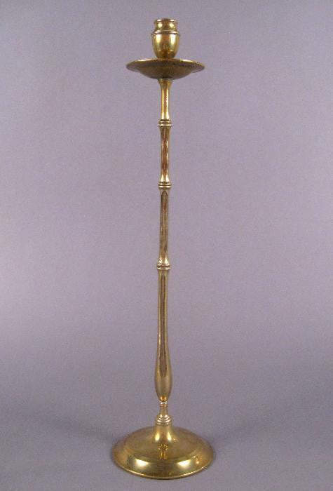 Pair of Brass Faux Bamboo Candlesticks