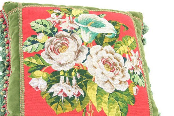 Victorian Beaded Floral Pillow