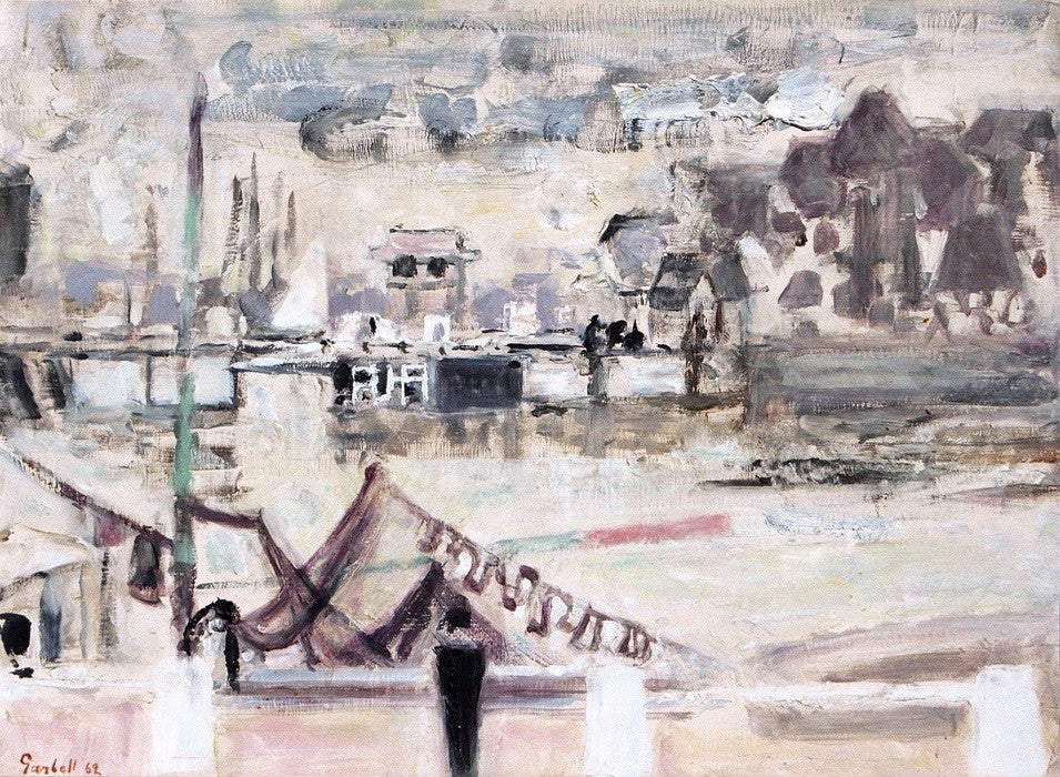 Alexandr Sacha GARBELL (Latvian, 1903 –1970, active in France from 1923) " View of a Dockside from Northern Paris"