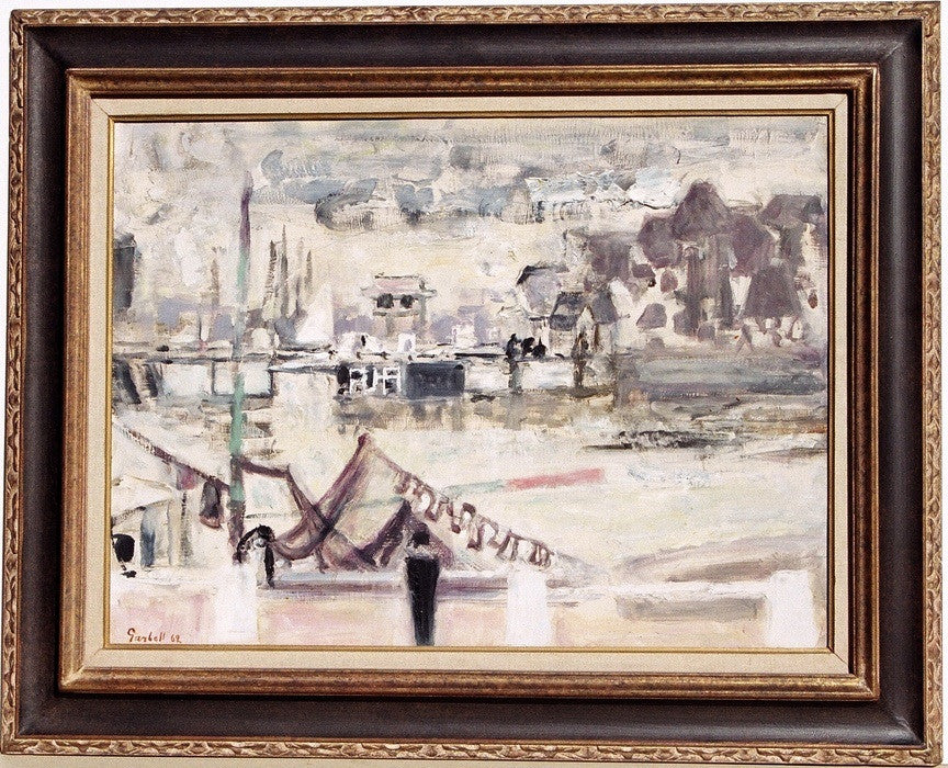Alexandr Sacha GARBELL (Latvian, 1903 –1970, active in France from 1923) " View of a Dockside from Northern Paris"