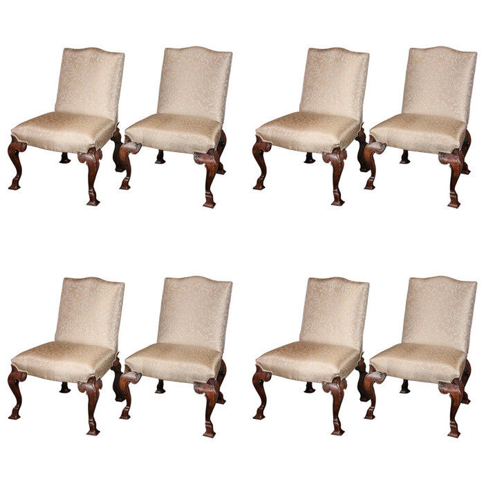 Set of Eight Walnut Dining Chairs