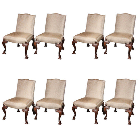 Set of Eight Walnut Dining Chairs