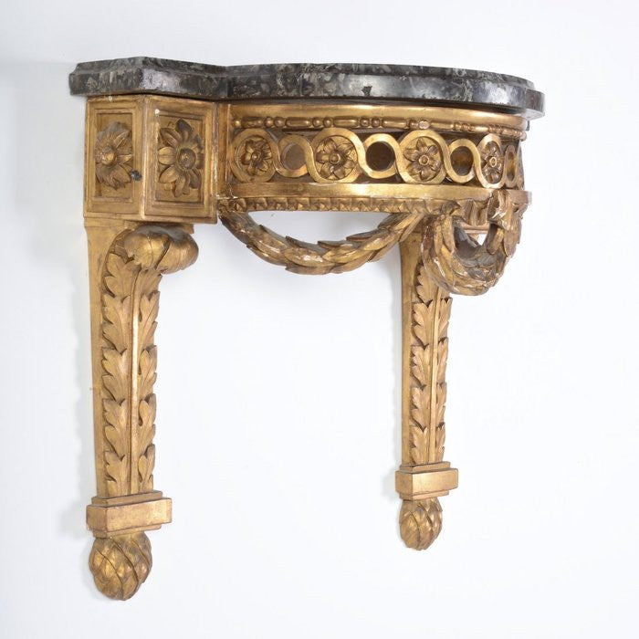 Louis XVI giltwood marble top bracket console