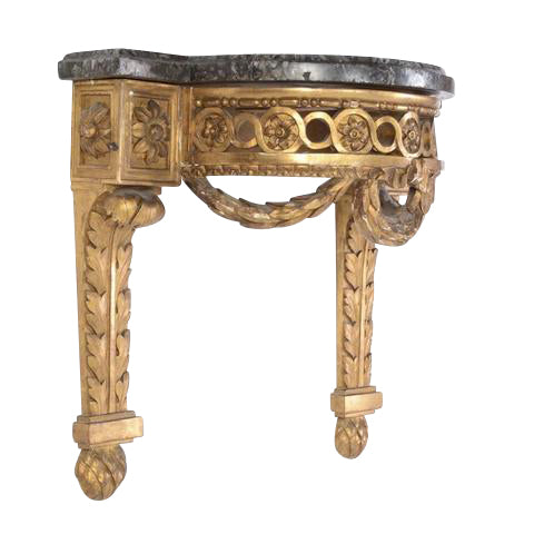 Louis XVI giltwood marble top bracket console