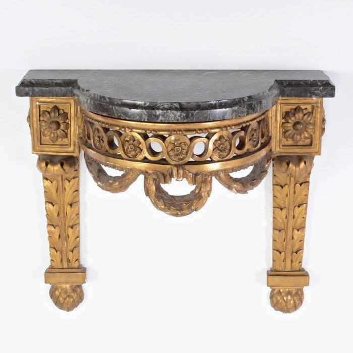 Louis XVI giltwood marble top bracket console