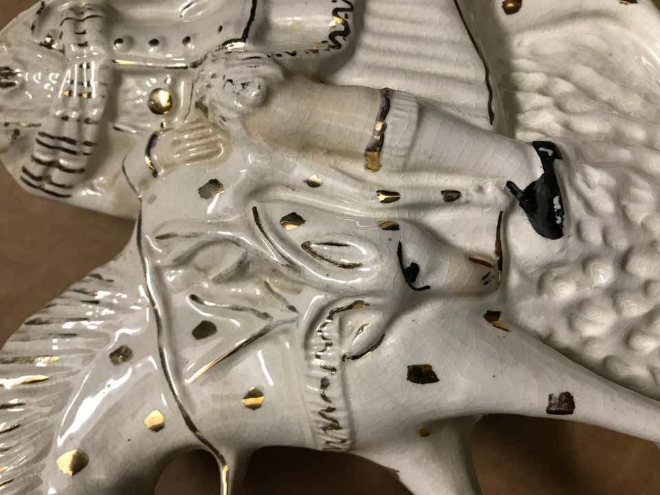 19th Century English Staffordshire Scottish Hunter on Horseback