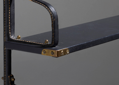 Jacques Adnet stitched leather bookshelf