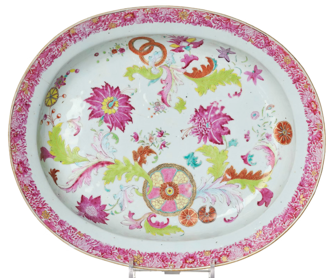 A Chinese Qing Dynasty "Pseudo Tobbaco Leaf" Plater