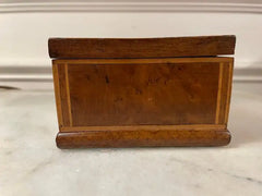 English Burl Wood Veneered Box with Inlaid Borders