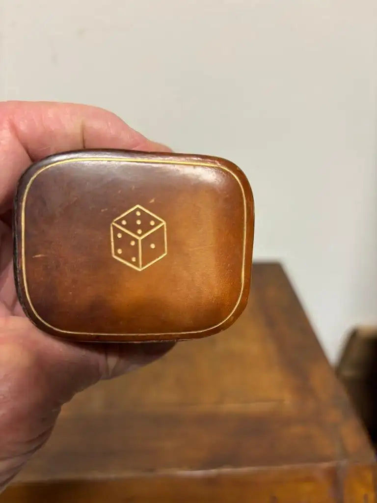 Vintage Italian Leather Gambling Dice Cup