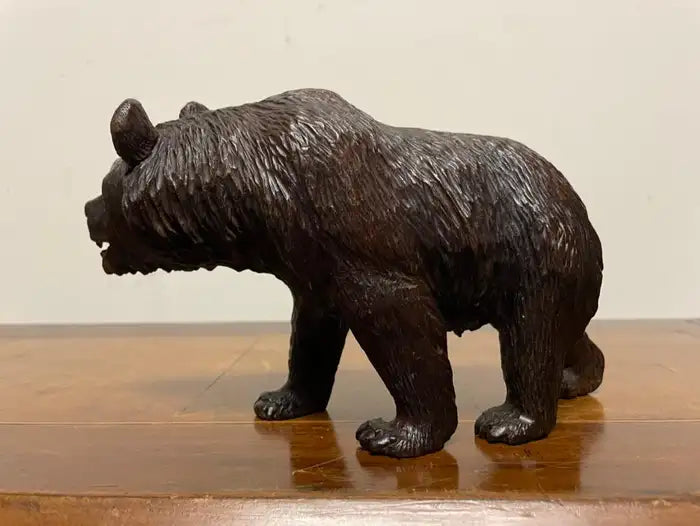 19th Century Swiss Black Forest Carved and Stained Walnut Bear