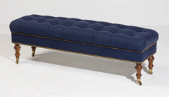 Edward Ferrell Blue Tufted Ottoman Bench,
