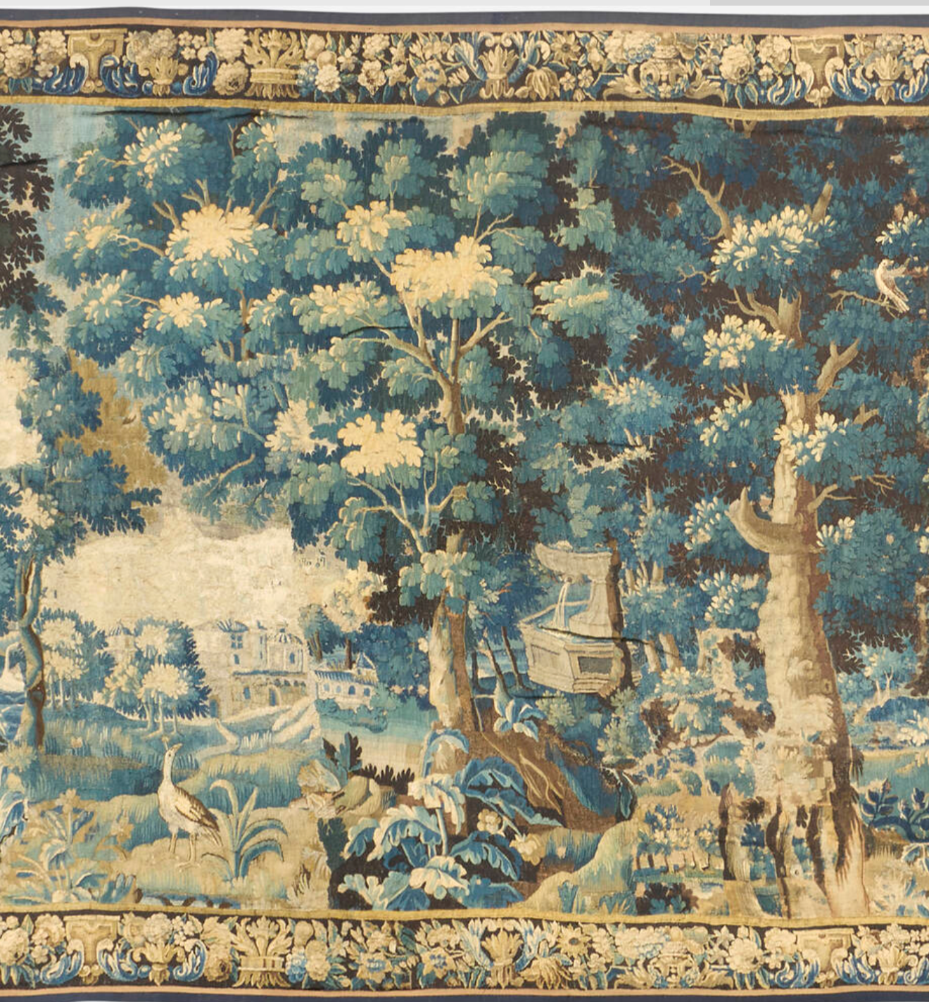 French Aubusson verdure tapestry, hand-woven wool and cotton