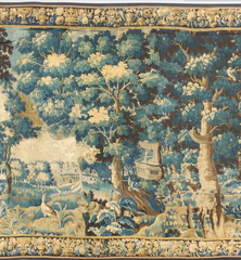 French Aubusson verdure tapestry, hand-woven wool and cotton