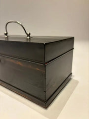 19th Century Dutch Ebony Box With Silver Mounts and Hinges