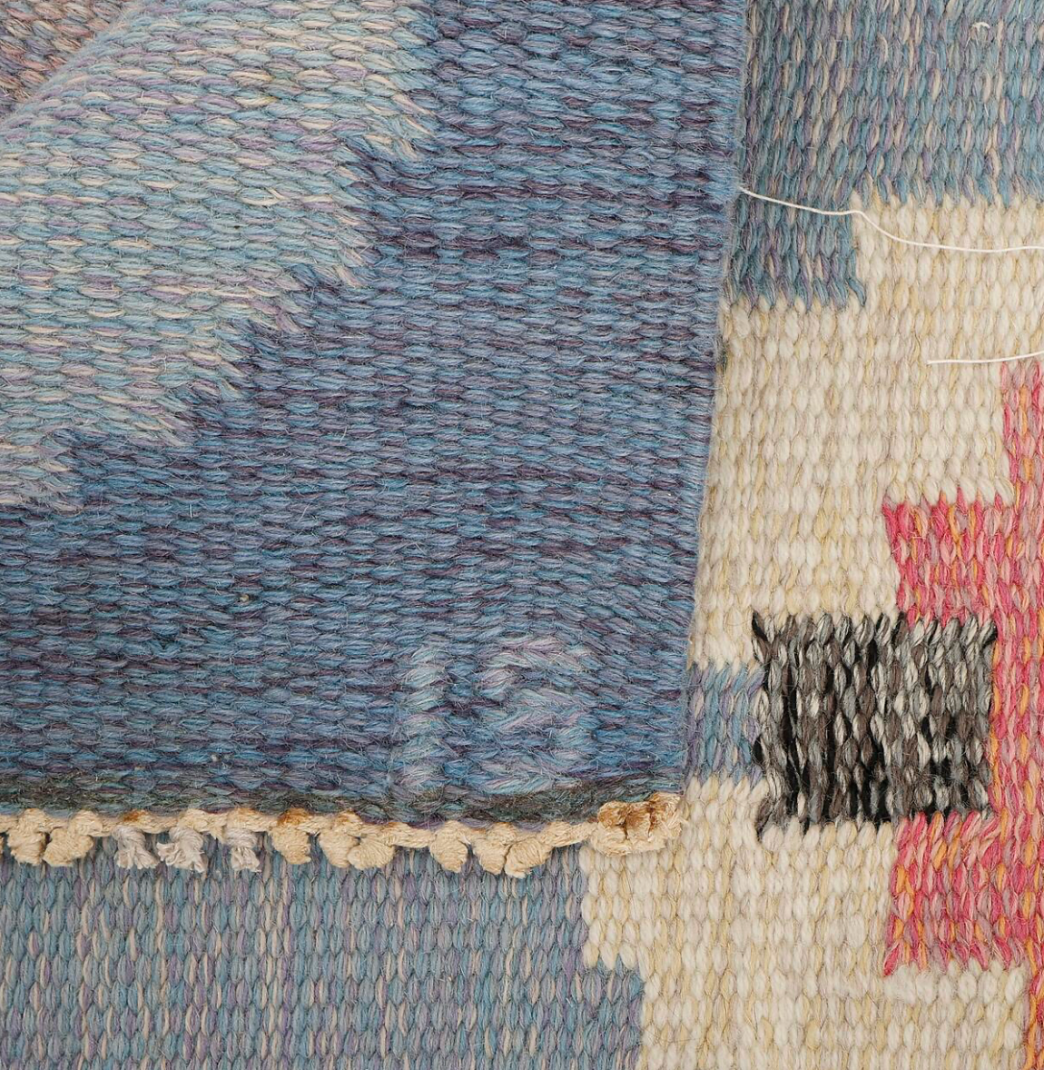 Ingegerd Silow Handwoven Wool Carpet in Rölakan Flatweave Technique