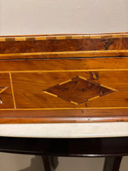 19th Century Burl Wood Box With Fruit Wood and Mother of Pearl Inlay