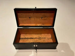 19th Century Dutch Ebony Box With Silver Mounts and Hinges
