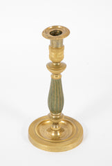 Pair of Gilt and Patinated Bronze Candlesticks