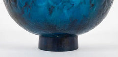 Francois Decorchemont Footed Glass Bowl of Pate de Verre in Mottled Blue
