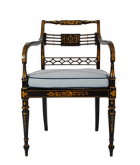 Pair of Regency Ebonized Caned Seat Armchairs