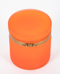 A Mid-Century Cylindrical Murano Orange Opaline Glass Box