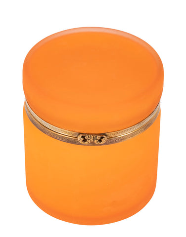 A Mid-Century Cylindrical Murano Orange Opaline Glass Box