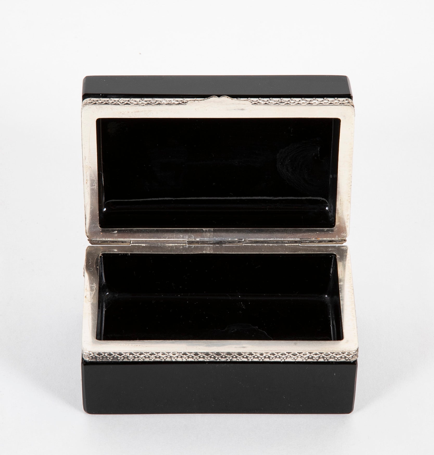 Mid-Century French Black Opaline Glass Box