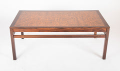 Danish Rosewood Coffee Table with Etched Copper Top