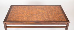 Danish Rosewood Coffee Table with Etched Copper Top