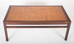 Danish Rosewood Coffee Table with Etched Copper Top