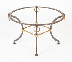 Round Wrought Iron and Églomisé Coffee Table Attributed to Maison Jansen