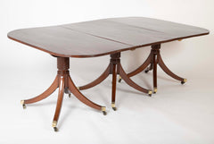 English Triple Pedestal Mahogany Dining Table