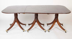 English Triple Pedestal Mahogany Dining Table