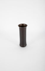 Japanese Bronze Columnar Vase with Slight Flare at Rim & Base   Includes Signed Box & Catalogue